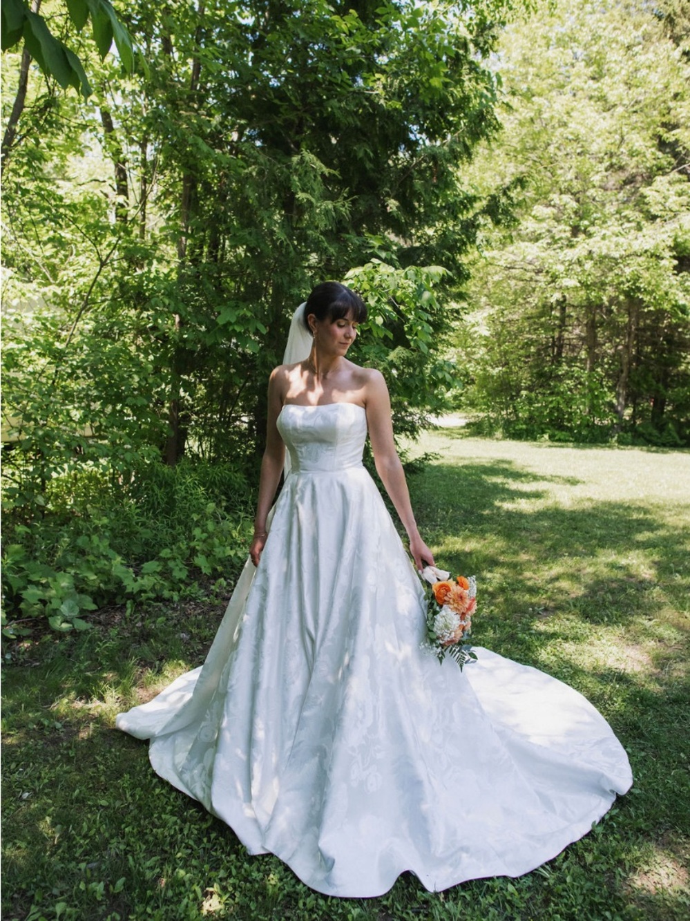 Strapless Brocade Justin Alexander Wedding Dress (Josette Style, 2025)